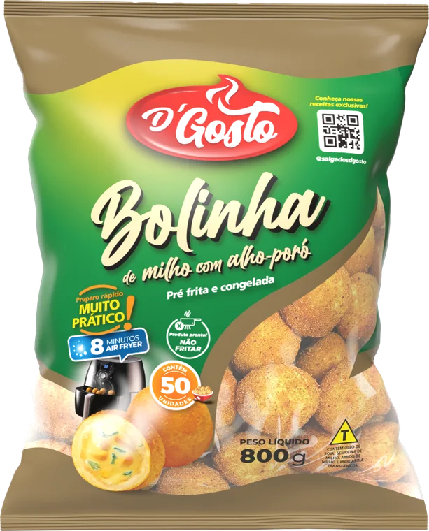 Embalagem Bolinha de Milho com Alho-Poró D'Gosto 800 g