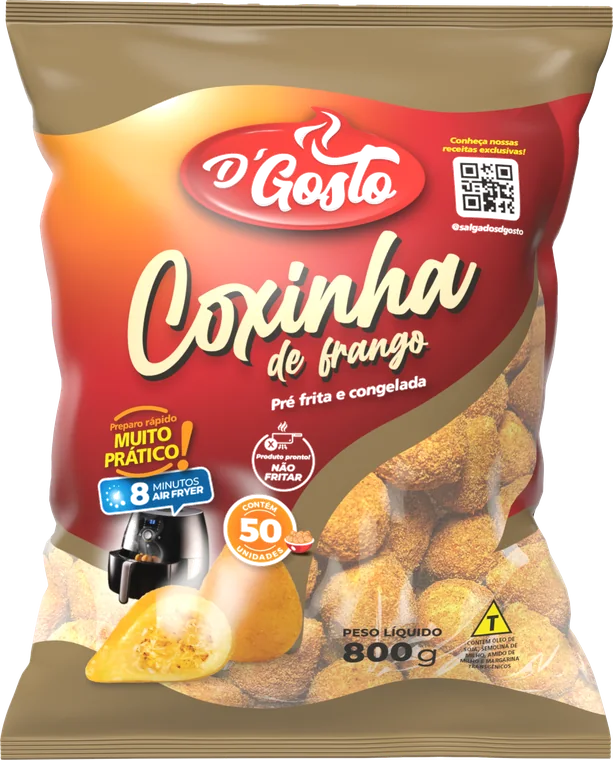 Embalagem Coxinha de Frango D'Gosto 800 g