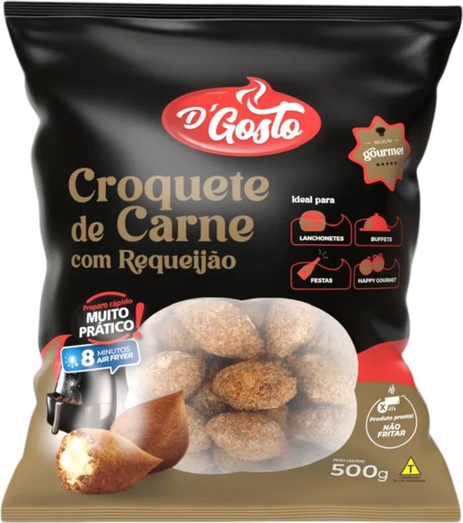 Embalagem Croquete de Carne com Requeijão D'Gosto 500 g