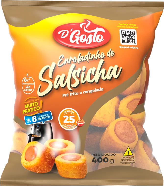 Embalagem Enroladinho de Salsicha D'Gosto 400 g