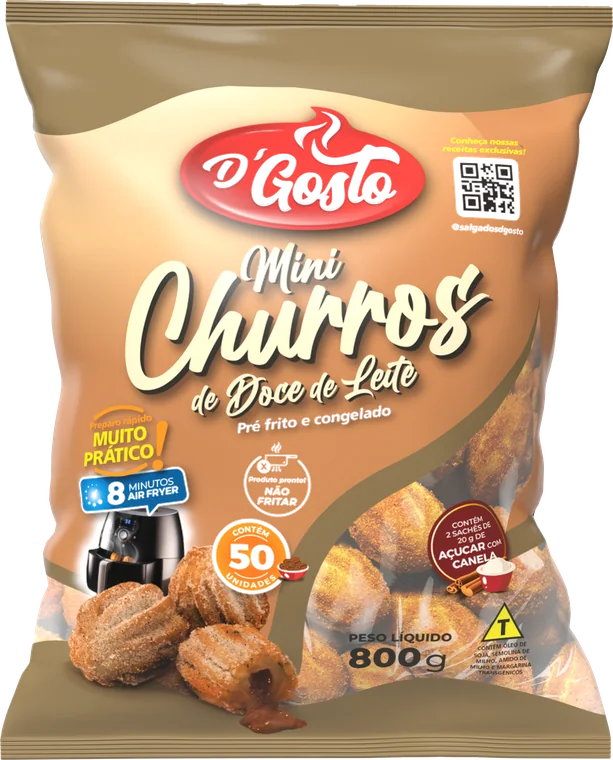 Embalagem Mini Churros de Doce de Leite D'Gosto 800 g